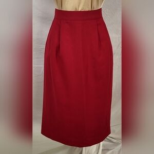 Vintage CASUAL CORNER Lined Red Wool Pencil Skirt - Size 6